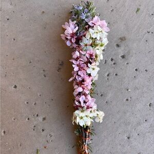 Floral Rosemary Bouquet smudge bundle with Pink and White Flowers